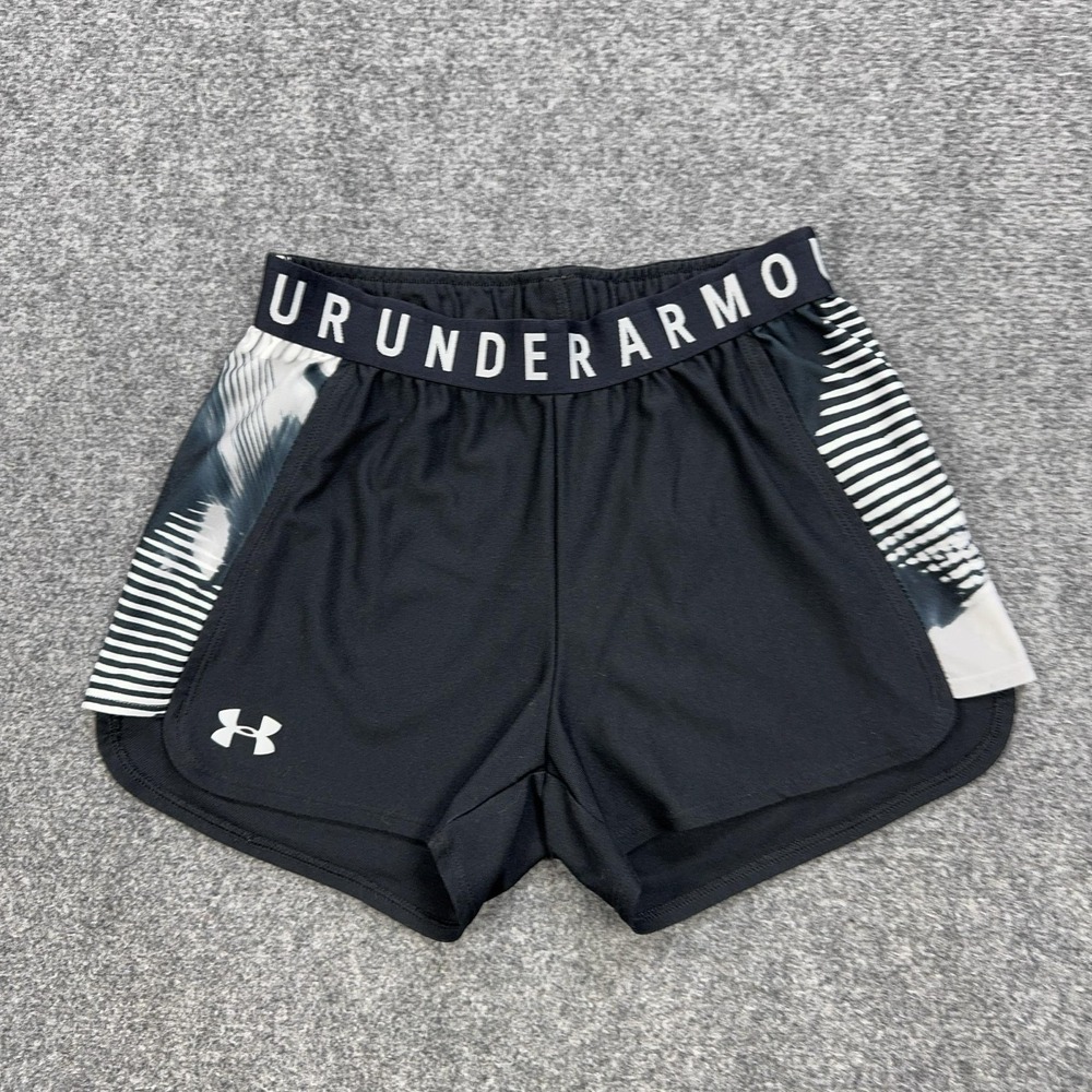 Under Armour Running Shorts Womens XS Black 3 Inseam HeatGear Graphic Panels